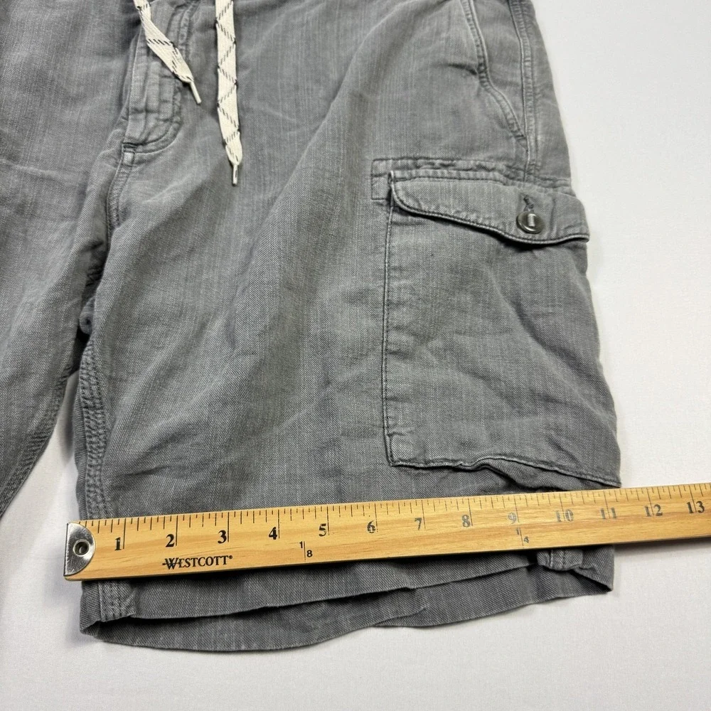 Faherty Brand Cargo Shorts Mens 40 Gray Linen Cotton Utility Pockets Drawstring‎